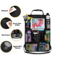 Backseat Car Organizer Kick Mats Back Seat Storage Bag with Clear Screen Tablet Holder and 9 Storage Pockets Seat Back Protector